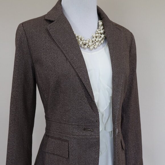 NEW YORK & CO Size 0 Brown Suit Jacket Blazer Career Office - Picture 5 of 10
